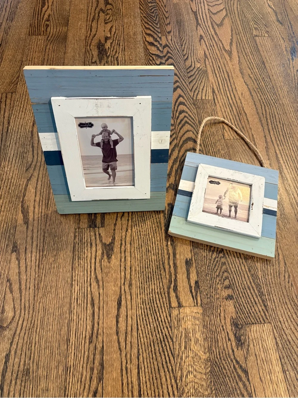 Mud Pie Striped Coastal Wood Picture Frames in Blue, White, Navy & Seafoam